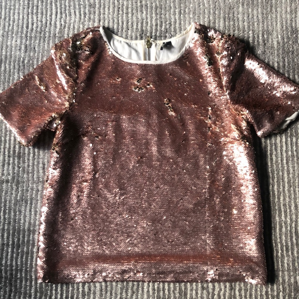 Topshop Sequins top rose gold size 4